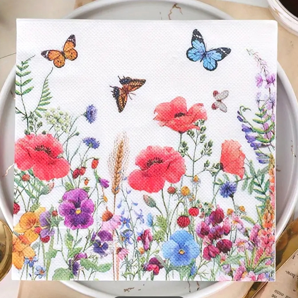Pack of 20 Floral / Butterfly Napkins